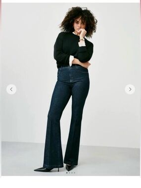 SPANX Dark Blue High-Rise Flare Jeans for Women